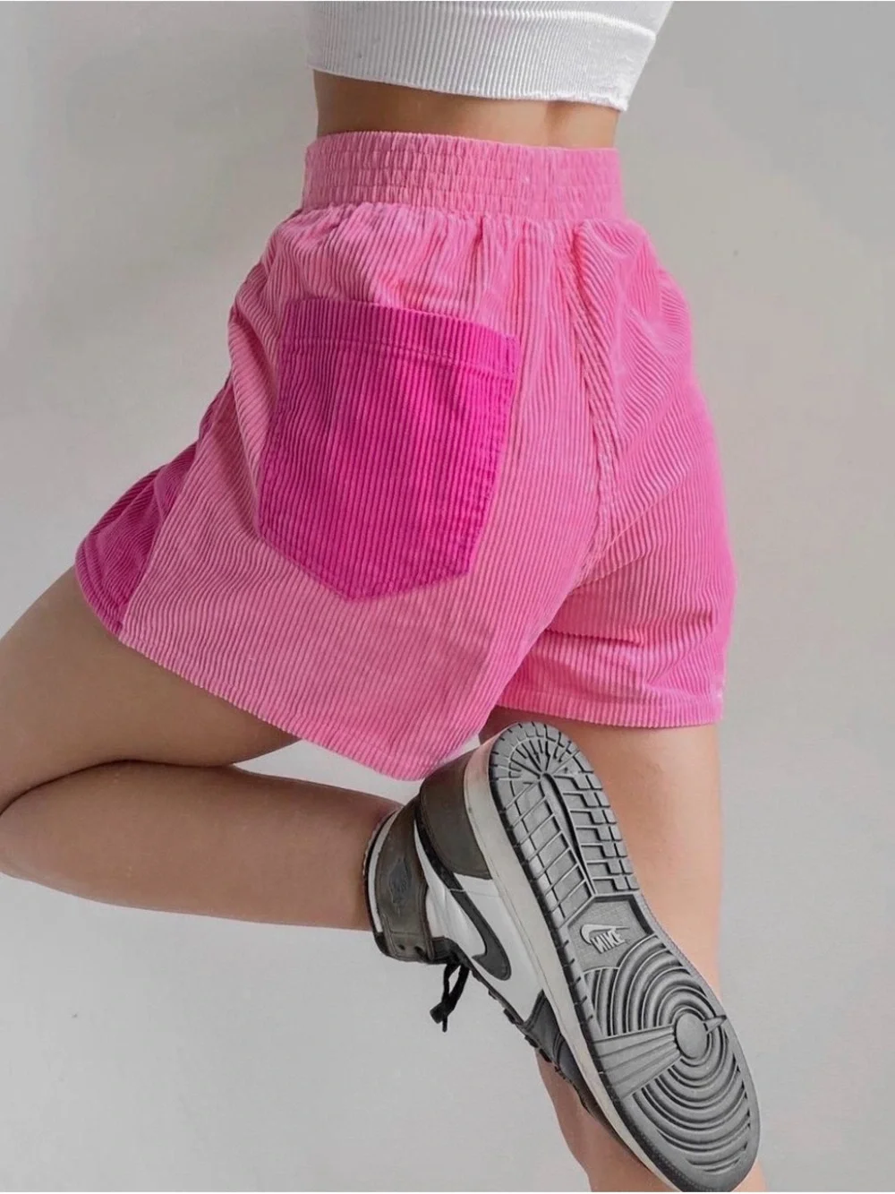 Urban Outfitters Two-Tone Pink High-Waist Corduroy Shorts